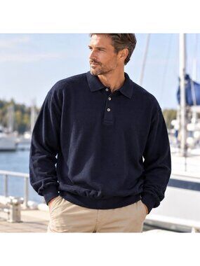 Paul & Shark Yachting Men’s 3XL Navy Washable Wool Long Sleeve Polo Sweater